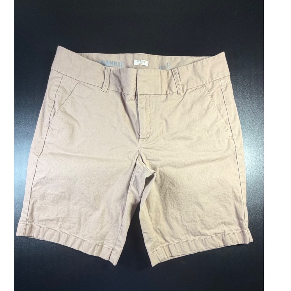 J.Crew Frankie Khaki Chino Shorts Womens 8 Tan Stretch Cotton Mid K16